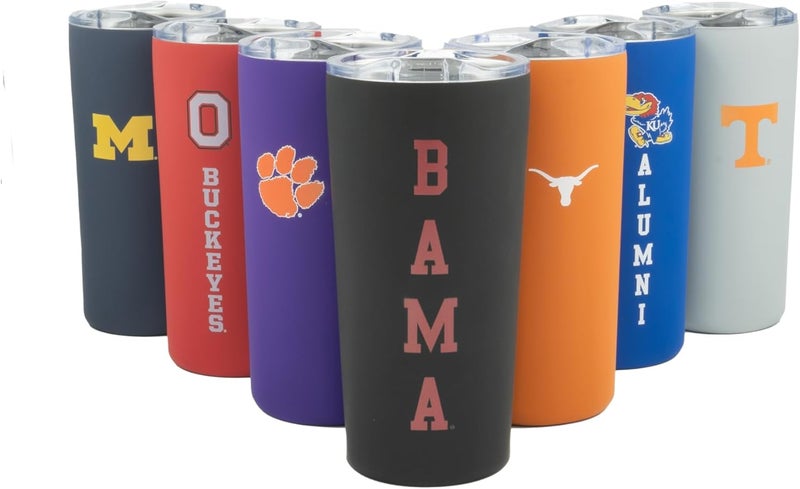 Decorvo Officially Licensed Collegiate Stainless Steel Tumbler - Double Walled Insulated Travel Tumbler with Slide Lid - 18 oz (Alabama - Black) - Image 1
